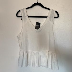 Forever 21 Ruffle White Tank Top